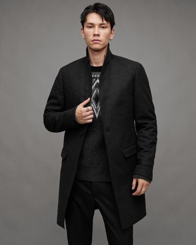 AllSaints Barnard Wool Cashmere Blend Tailored Coat - Grey