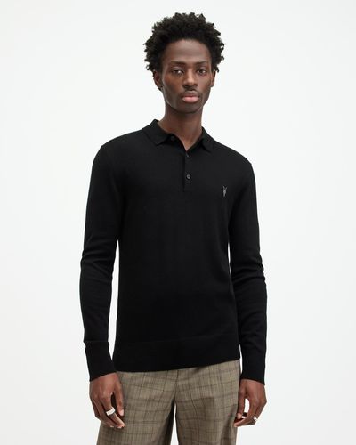 AllSaints Mode Merino Polo - Black