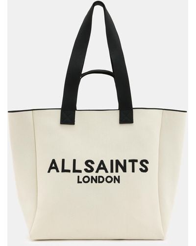 AllSaints Izzy Logo Print Knitted Tote Bag, - Natural