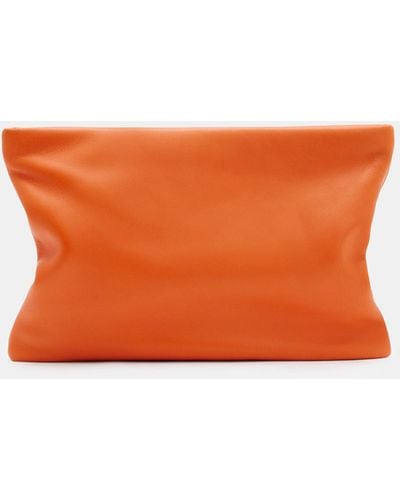 AllSaints Bettina Leather Clutch Bag - Orange