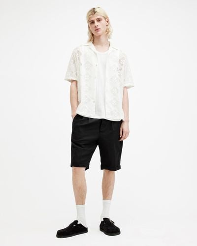 AllSaints Ora Tallis Linen Blend Slim Fit Shorts, - White