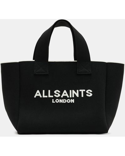 AllSaints Izzy Logo Print Knitted Mini Tote Bag - Black