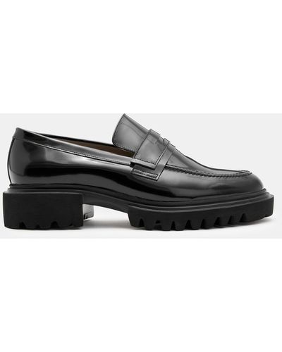 AllSaints Vinni Chunky Leather Loafer Shoes - Black