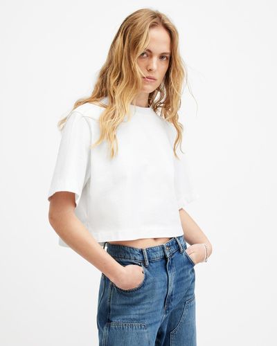 AllSaints Lottie Oversized Cropped T-shirt, - White
