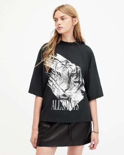 AllSaints Prowl Amelie Oversized Boxy T-shirt, - Black