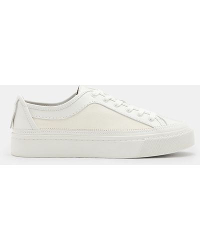 AllSaints Milla Suede Lace Up Trainers, - White