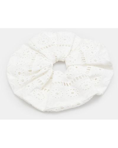 AllSaints Broderie Oversized Scrunchie, - White