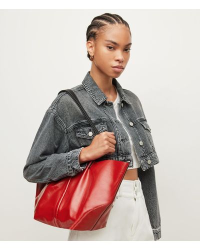 AllSaints Women's Odette Leather East West Tote Bag - Red