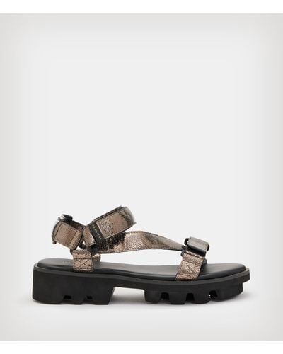 AllSaints Women's Atlanta Leather Shimmer Sandals - Metallic