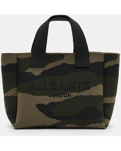 AllSaints Izzy Logo Print Knitted Mini Tote Bag, - Black