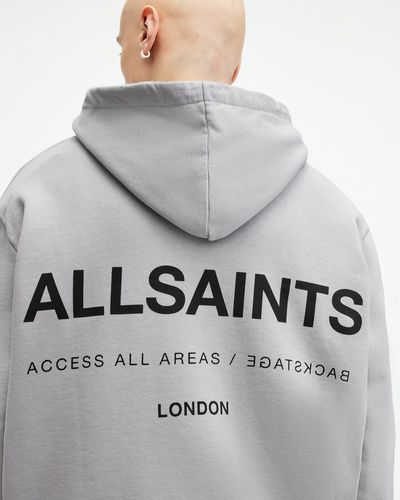 AllSaints Access Relaxed Fit Logo Hoodie, - Grey