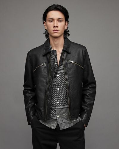 AllSaints Verdi Leather Jacket - Gray