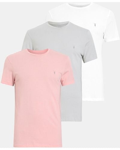 AllSaints Tonic Crew Ramskull T-shirts 3 Pack, - Pink