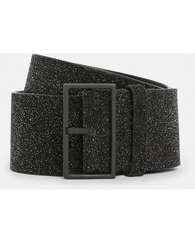 AllSaints Mary Sparkle Leather Wide Waist Belt - Black