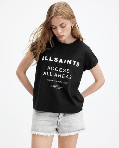 AllSaints Tour Anna Crew Neck Graphic T-shirt - Black