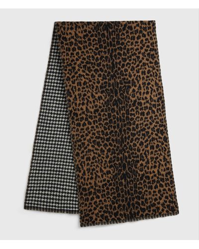 AllSaints Reversible Leopard Wool Blend Scarf - Black