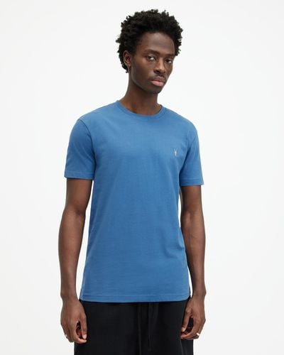 AllSaints Brace Brushed Cotton Crew Neck T-shirt, - Blue