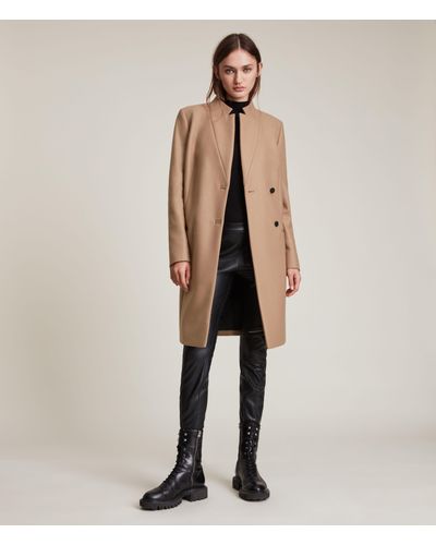 AllSaints Sidney Recycled Wool-cashmere Blend Coat - Brown
