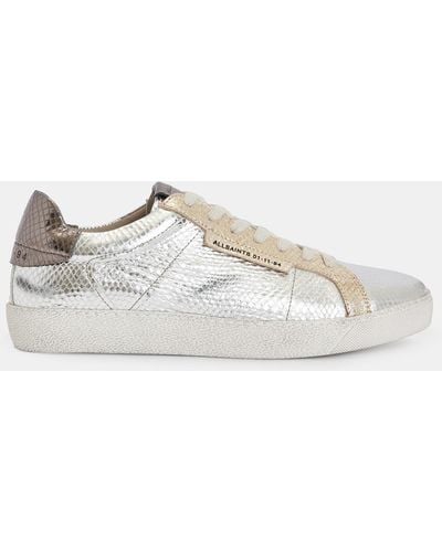 AllSaints Sheer Logo-embossed Metallic-leather Low-top Trainers - White