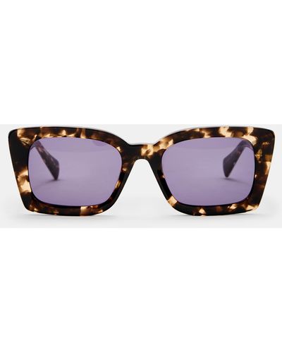 AllSaints Marla Square Bevelled Sunglasses - Purple