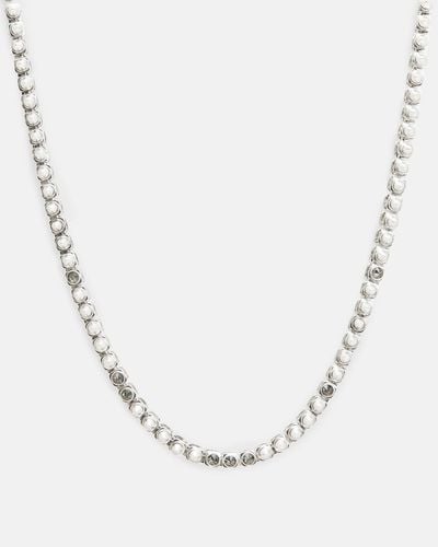 AllSaints Bobbie Box Chain Studded Necklace - White