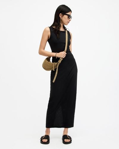AllSaints Katarina Boat Neck Slim Fit Maxi Dress - Black