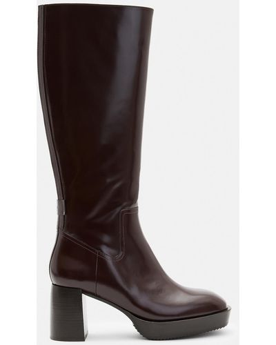 AllSaints Pip Knee High Leather Boots - Brown