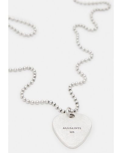 AllSaints Guitar Pick Sterling Silver Necklace - White