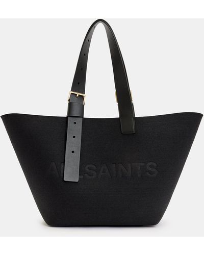 AllSaints Anik Spacious Felt Logo Tote Bag - Black