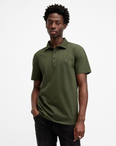 AllSaints Reid Slim Fit Ramskull Polo Shirt - Green
