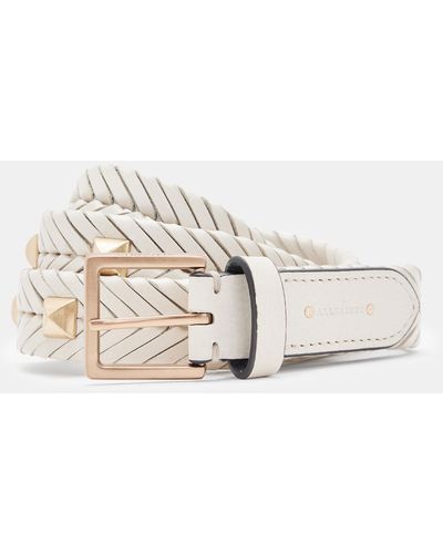 AllSaints Athena Woven Leather Studded Belt, - Natural