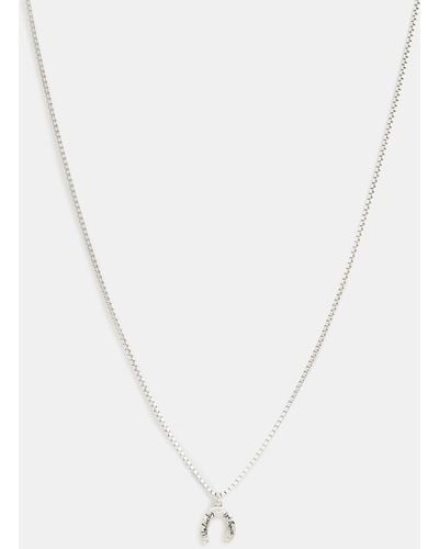 AllSaints Horseshoe Pendant Box Chain Necklace - White