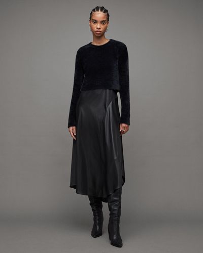 AllSaints Megan 2-in-1 Metallic Foil Maxi Dress - Black