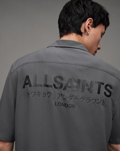 AllSaints Underground Oversized Short Sleeve Shirt, - Grey