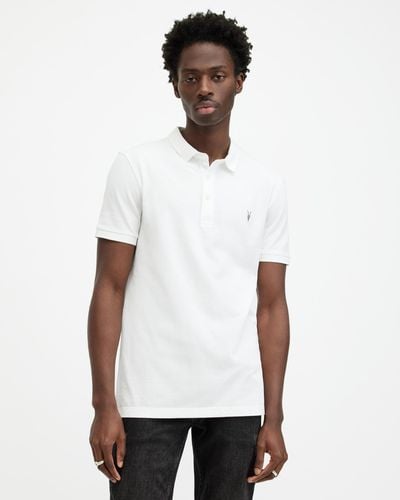 AllSaints Slim Fit Reform Short Sleeve Three-button Polo Shirt, - White