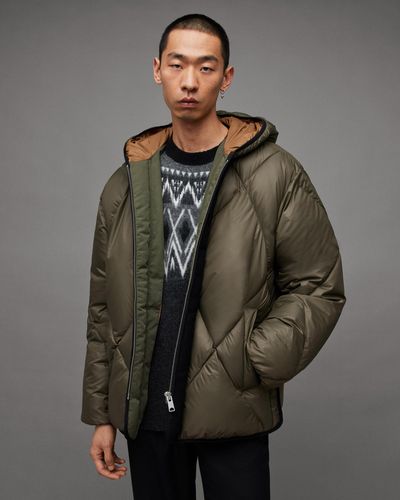 AllSaints Pegasis Quilted Relaxed Fit Puffer Coat - Grey