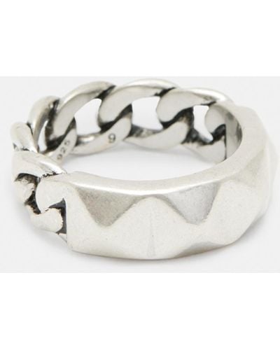 AllSaints Pyramid Sterling Silver Chain Ring, - White