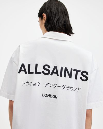AllSaints Underground Logo Relaxed Fit Polo Shirt, - White