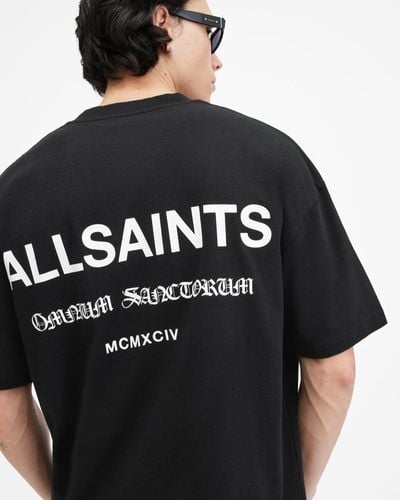 AllSaints Sanctum Oversized Gothic Logo T-shirt - Black
