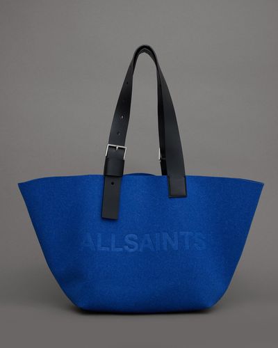 AllSaints Anik Embossed Logo Felt Tote Bag - Blue