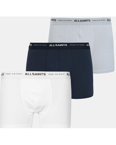 AllSaints Underground Logo Boxers 3 Pack, - Blue