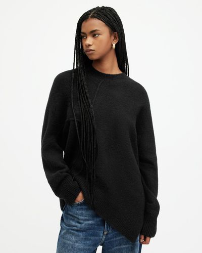 AllSaints Lock Crew Neck Asymmetric Sweater, - Black
