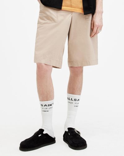AllSaints Hunt Long Relaxed Fit Shorts - Natural