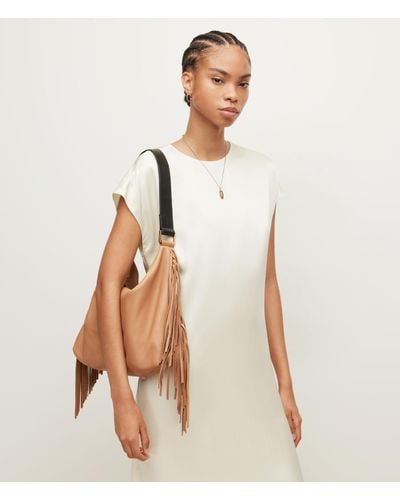 AllSaints Women's Edbury Fringe Leather Shoulder Bag - Brown