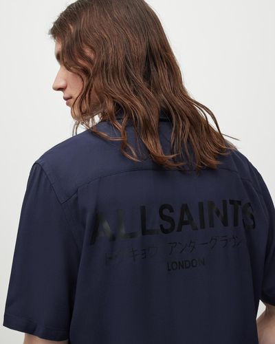 AllSaints Underground Oversized Short Sleeve Shirt, - Blue