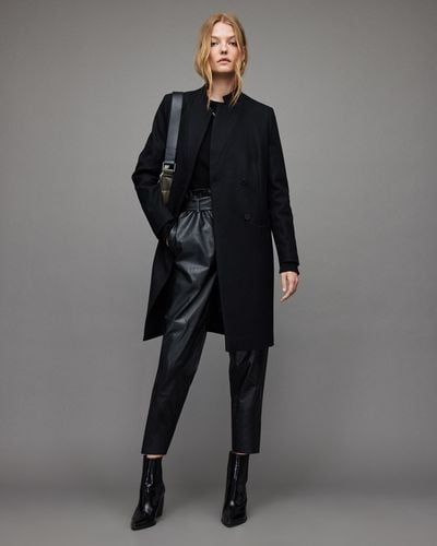 AllSaints Sidney Recycled Wool-cashmere Blend Coat, - Black