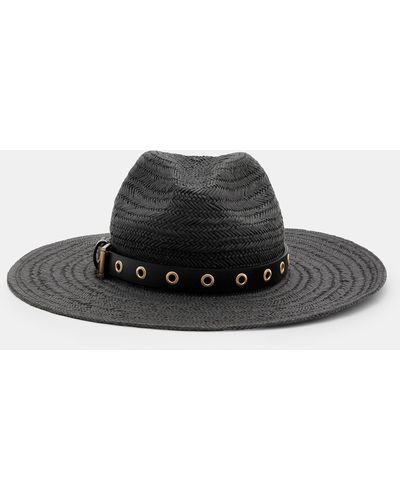 AllSaints Delilah Straw Fedora Eyelet Hat, - Black