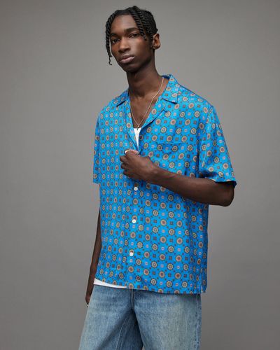 Blue 'Emblem' patterned shirt AllSaints - Vitkac HK
