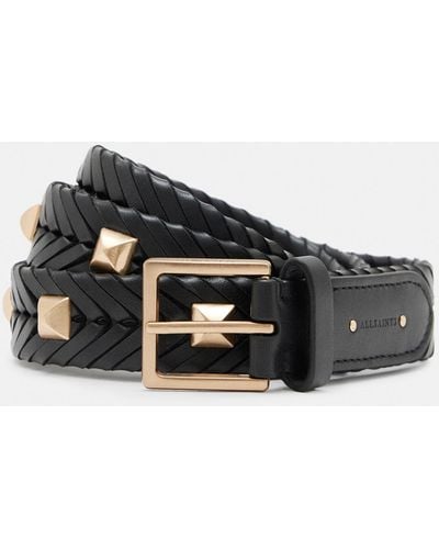 AllSaints Athena Woven Leather Studded Belt, - Multicolor