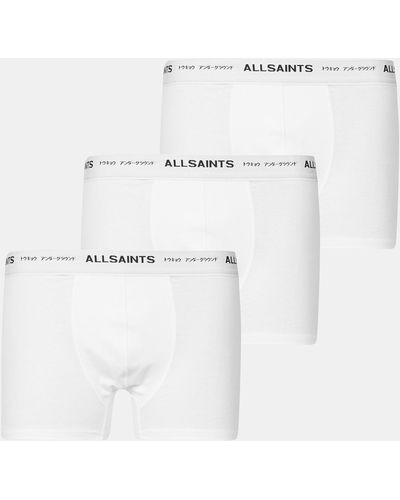 AllSaints Underground Logo Boxers 3 Pack, - White